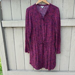 Splendid Long Sleeve Leopard Print Shirt Dress Size Large Rock Star Rocker